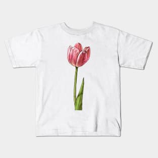 Pink Watercolor Tulip Kids T-Shirt